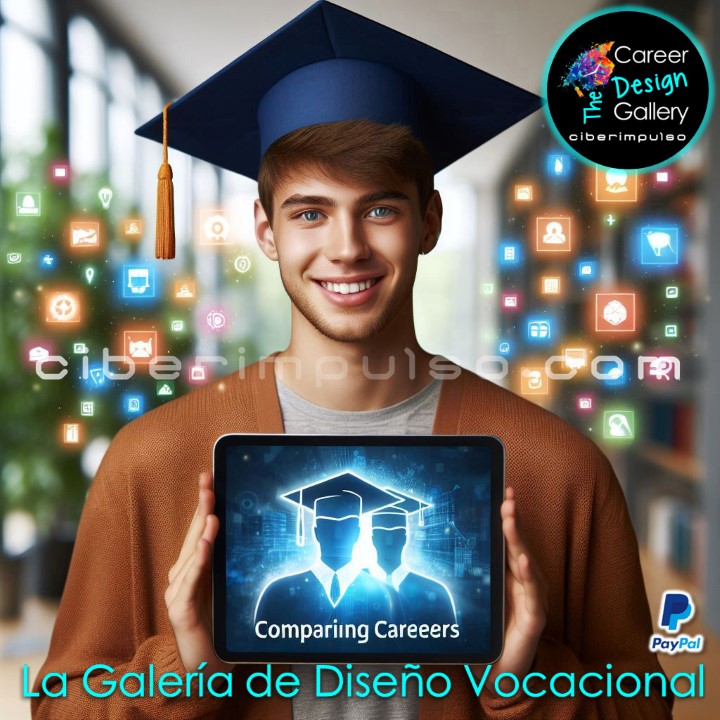 Joven compara carreras con los mapas interactivos para análisis de carrera de la Galería de Diseño Vocacional