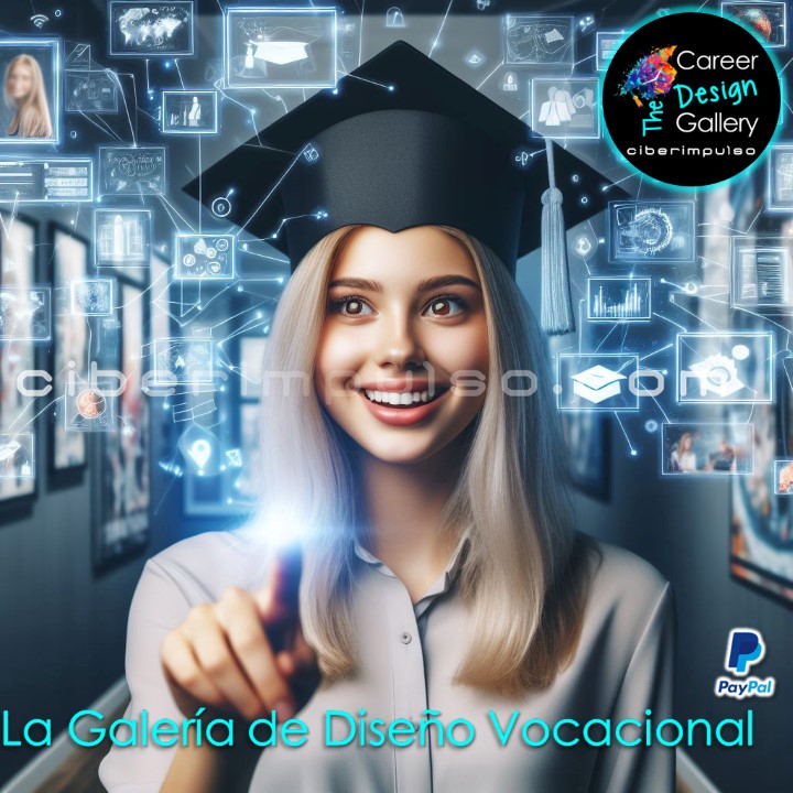 Joven visualizando el futuro en mapas interactivos multimedia y explora carrera para elgir la mejor opción