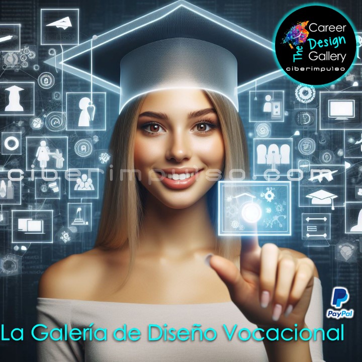 Joven visualizando el futuro en mapas interactivos multimedia y explora carrera para elgir la mejor opción