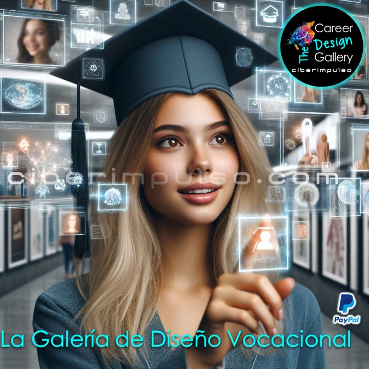 Joven visualizando el futuro en mapas interactivos multimedia y explora carrera para elgir la mejor opción