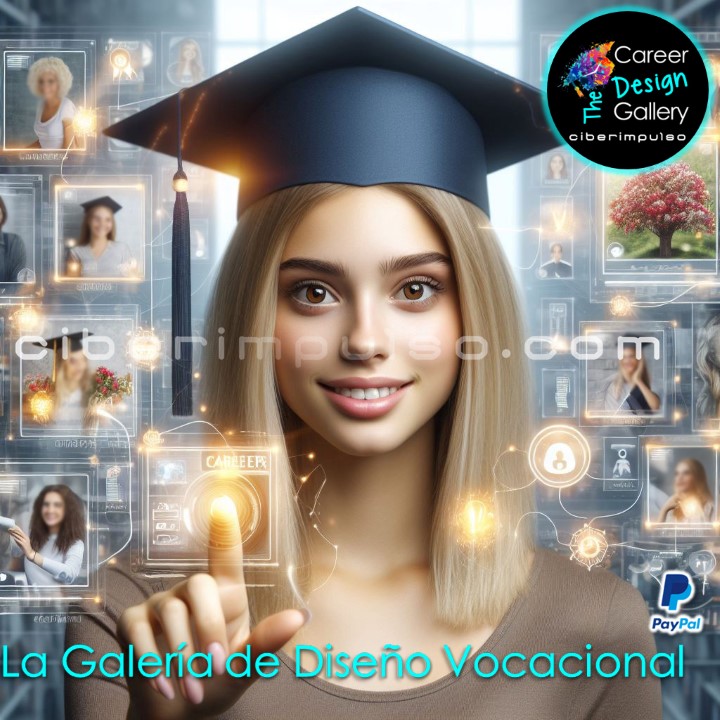 Joven visualizando el futuro en mapas interactivos multimedia y explora carrera para elgir la mejor opción