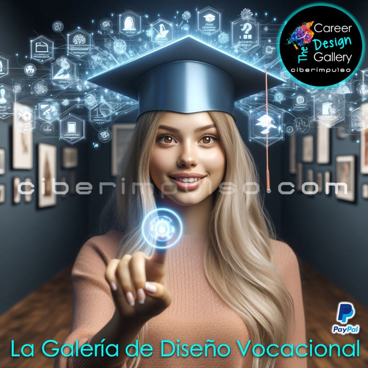 Joven visualizando el futuro en mapas interactivos multimedia y explora carrera para elgir la mejor opción