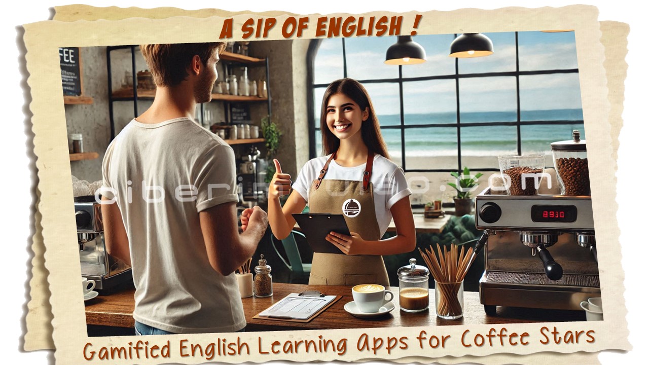 Barista engaging with customer, using English for Coffee Stars English to enhance customer experience