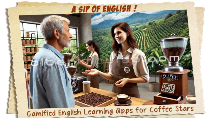 Barista explaining varieties of Coffee grains using English for Coffee Stars skills at work